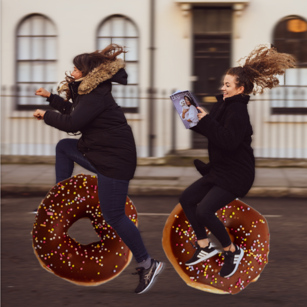 Blogosphere team riding a doughnut bicycle