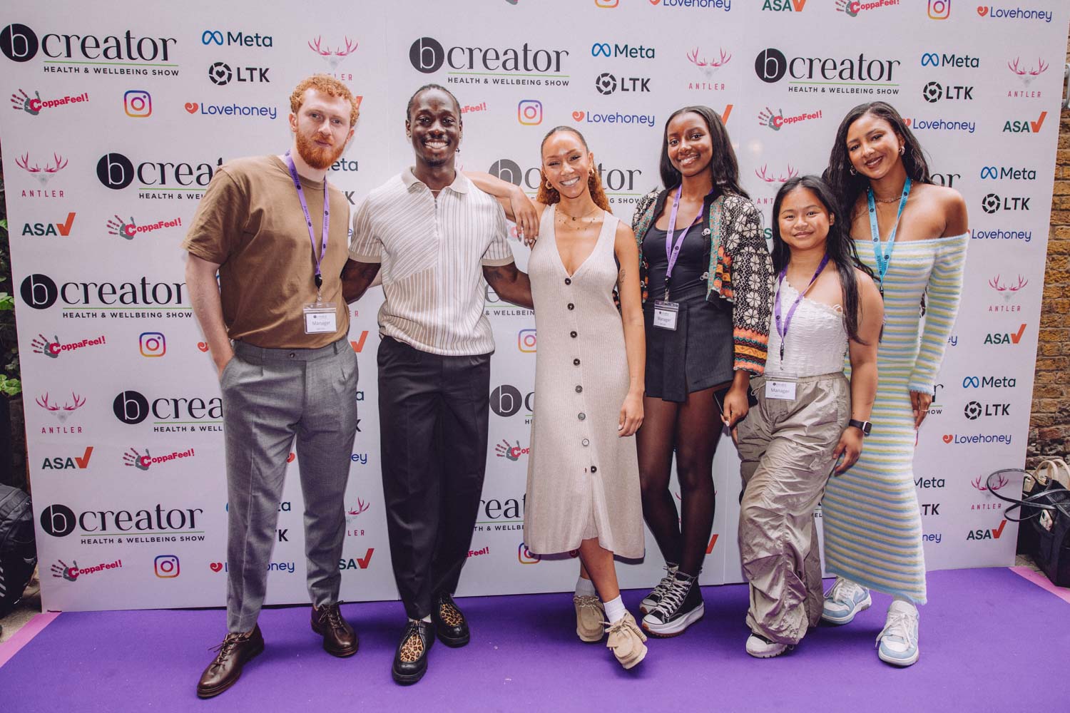 SHFT team on the purple carpet at the bCreator Health & Wellbeing Show